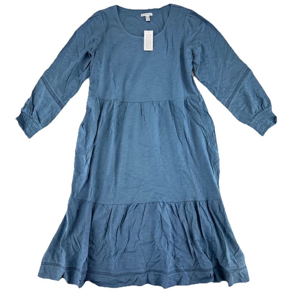 Denim & Co Canyon Retreat Easy Midi Boot Dress Large Denim Blue